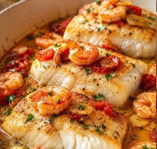 Bacalhau à Vizcaína com Gambas