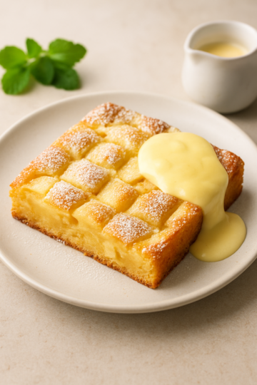 Gâteau aux pommes et à la crème anglaise