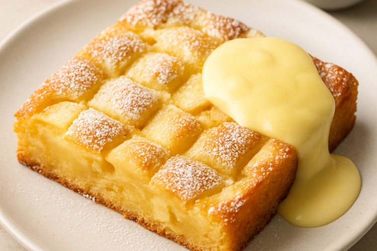 Gâteau aux pommes et à la crème anglaise