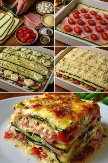 Lasanha de abobrinha com presunto e tomate