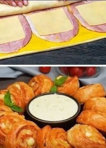 Pãezinhos de presunto e queijo