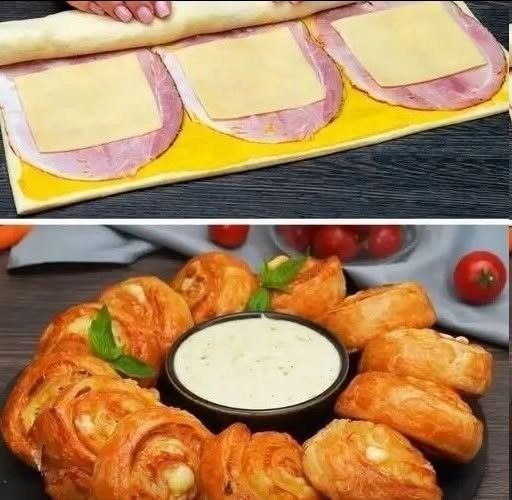 Pãezinhos de presunto e queijo